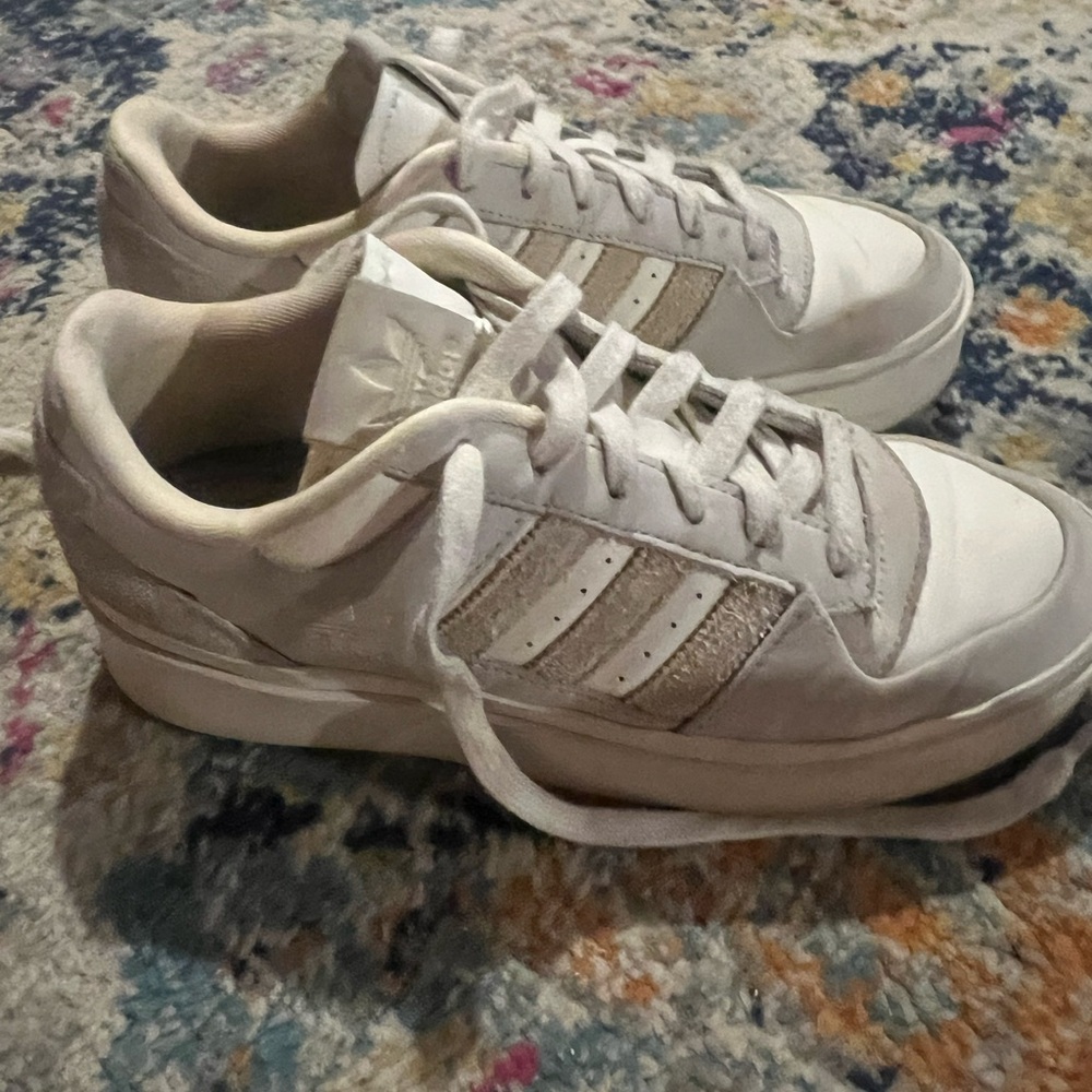 Adidas White and Tan Sneakers